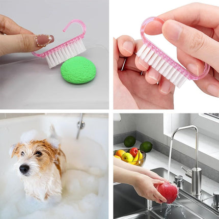 Nagelborstel - 4 pieces Plastic cleaning brush - Handscrub cleaning brush - with plastic handle - for cleaning nails (purple - pink - blue - transparent).