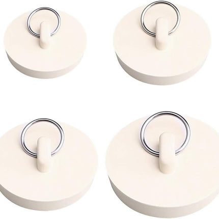Set of 4 drain stoppers - sink stoppers - rubber drain plugs and kitchen sink stoppers with hanging ring - Suitable for bathtubs and bathrooms (4 sizes).