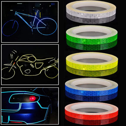 Reflective tape - 5 colours - Night safety - Reflective warning stickers - Waterproof - Outdoor - Reflective tape for bike wheels - Suitable for bikes, trailers and motorcycles.