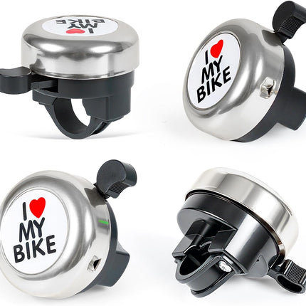 Bike bell - Classic nostalgic bell - Loud sound - Bike accessories - Kids' bike bell - Push bike bell - Adult bike bell - Hand-pulled - Black and silver.