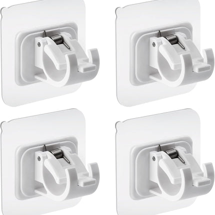 4 pieces of self-adhesive curtain rod brackets No drilling required Curtain hooks Fixed rod bracket Curtain rod wall mounting bracket Towel rod hooks for home Bathroom Kitchen Hotel Towel Clothes Hanging (White).
