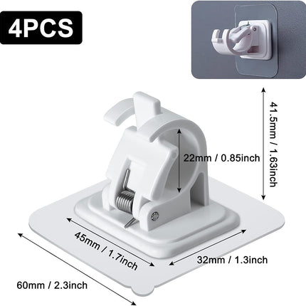 4 pieces of self-adhesive curtain rod brackets No drilling required Curtain hooks Fixed rod bracket Curtain rod wall mounting bracket Towel rod hooks for home Bathroom Kitchen Hotel Towel Clothes Hanging (White).
