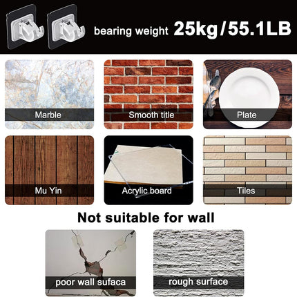 4 pieces of self-adhesive curtain rod brackets No drilling required Curtain hooks Fixed rod bracket Curtain rod wall mounting bracket Towel rod hooks for home Bathroom Kitchen Hotel Towel Clothes Hanging (White).
