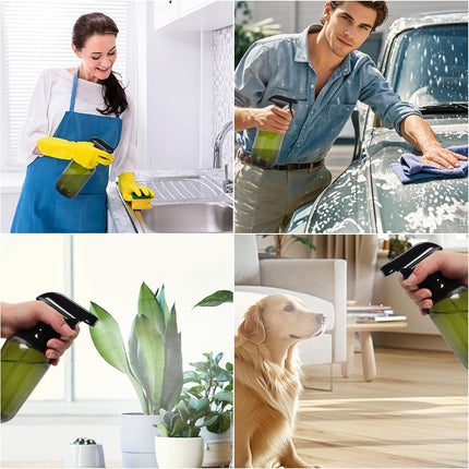 Cleaning spray bottle, hair spray bottle, plant sprayer, durable trigger, refillable, clear plastic, 2x 500ml (3 spray heads) empty garden sprayer, hair sprayer.