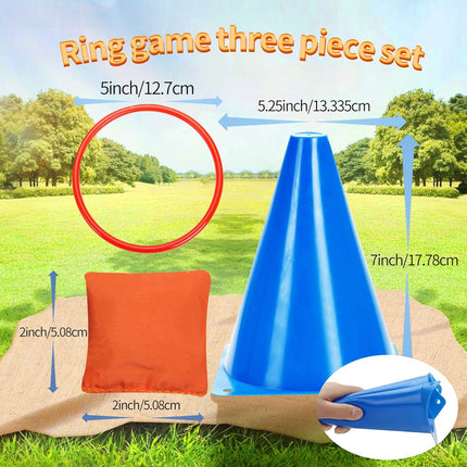 Spelset - 3-in-1 plastic kegel ring toss game - sandbag for kids - garden playset - indoor and outdoor playset for children (26 pieces).