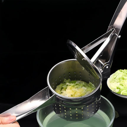 Stainless Steel Potato Masher - Multifunctional Potato Masher - Handheld Potato Masher for the Kitchen - Heavy-Duty German Dough Masher - Suitable for Making Potato Balls, Pasta, Potatoes, Fruit and Vegetables (Open Bottom).