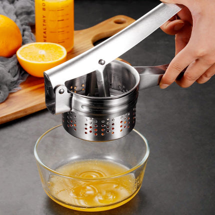 Stainless Steel Potato Masher - Multifunctional Potato Masher - Handheld Potato Masher for the Kitchen - Heavy-Duty German Dough Masher - Suitable for Making Potato Balls, Pasta, Potatoes, Fruit and Vegetables (Open Bottom).