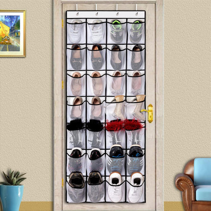 Hanging shoe bag organizer - 28-compartment shoe rack behind the door - transparent shoe rack - hanging shoe rack behind the door - large capacity shoe rack - with hooks.