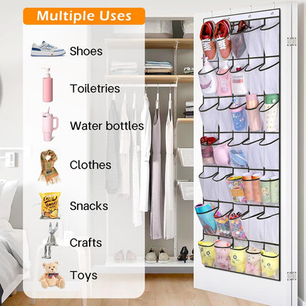 Hanging shoe bag organizer - 28-compartment shoe rack behind the door - transparent shoe rack - hanging shoe rack behind the door - large capacity shoe rack - with hooks.