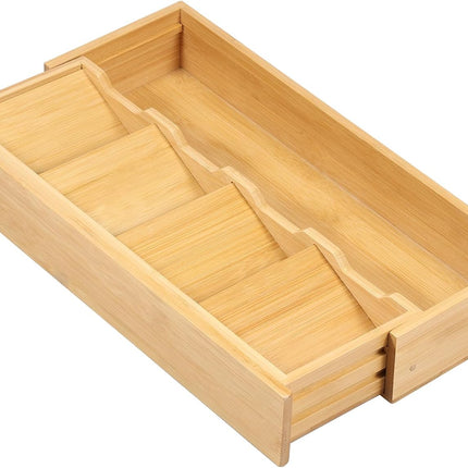 Kitchen drawer organizer - cutlery organizer - expandable bamboo storage box - cutlery rack - telescopic cutlery organizer.
