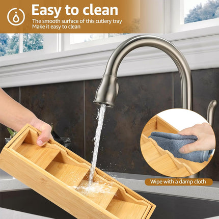 Kitchen drawer organizer - cutlery organizer - expandable bamboo storage box - cutlery rack - telescopic cutlery organizer.