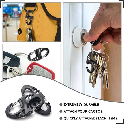 Carabiner Hooks - 12 pieces - 2 inch - plastic - S-shaped carabiner hook - paracord - keychain - hook - suitable for keychains, backpacks and zip clip accessories.