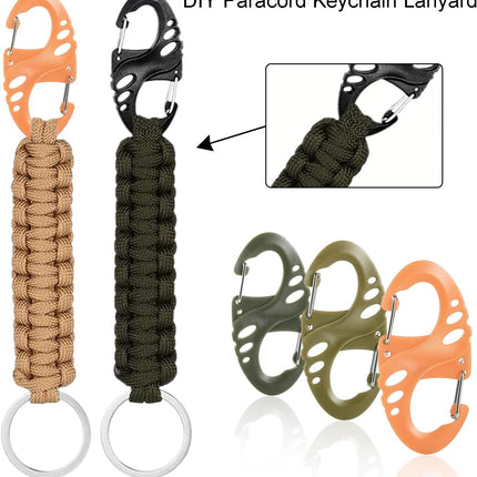Carabiner Hooks - 12 pieces - 2 inch - plastic - S-shaped carabiner hook - paracord - keychain - hook - suitable for keychains, backpacks and zip clip accessories.