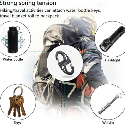 Carabiner Hooks - 12 pieces - 2 inch - plastic - S-shaped carabiner hook - paracord - keychain - hook - suitable for keychains, backpacks and zip clip accessories.