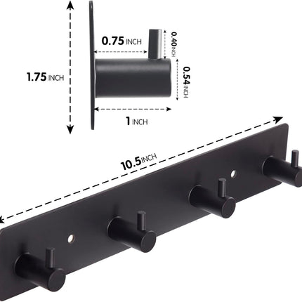 Black self-adhesive towel hooks - Bathroom on the wall - No drilling required - Specifically for shower areas - Heavy-duty wall hooks, self-adhesive towel rails - adhesive wall hooks - Stainless steel self-adhesive hooks - Suitable for kitchens-doors-keys.