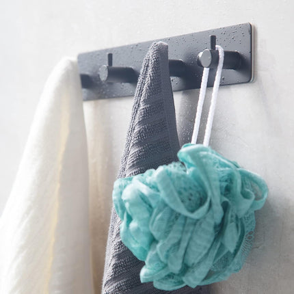Black self-adhesive towel hooks - Bathroom on the wall - No drilling required - Specifically for shower areas - Heavy-duty wall hooks, self-adhesive towel rails - adhesive wall hooks - Stainless steel self-adhesive hooks - Suitable for kitchens-doors-keys.