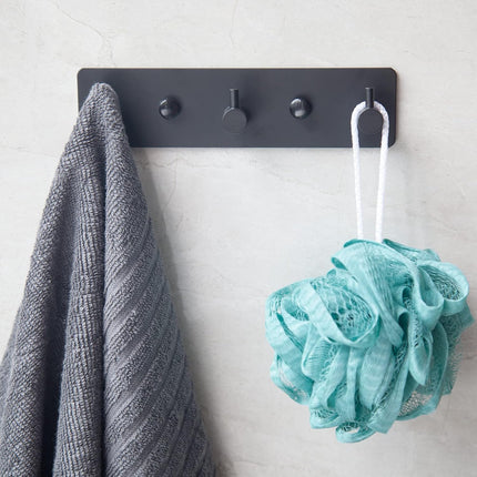 Black self-adhesive towel hooks - Bathroom on the wall - No drilling required - Specifically for shower areas - Heavy-duty wall hooks, self-adhesive towel rails - adhesive wall hooks - Stainless steel self-adhesive hooks - Suitable for kitchens-doors-keys.
