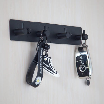 Black self-adhesive towel hooks - Bathroom on the wall - No drilling required - Specifically for shower areas - Heavy-duty wall hooks, self-adhesive towel rails - adhesive wall hooks - Stainless steel self-adhesive hooks - Suitable for kitchens-doors-keys.