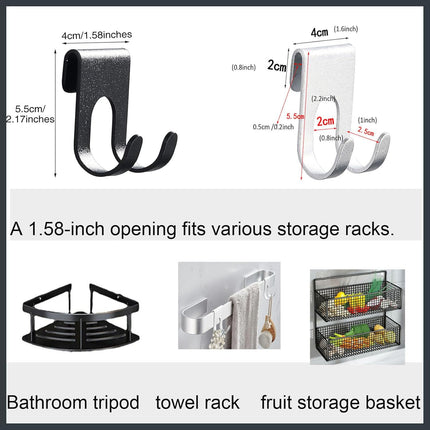 Suction hooks without drilling for hanging bath sponges, towels and razor holders for the bathroom, office, kitchen utensil holder, bathroom, kitchen knives - 4-pack - black..