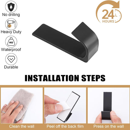 Strong adhesive hooks - 6 pack - suitable for hanging coats, bathrobes, towels and other items. Can also be installed in the shower to hang loofahs, towels, cloths, hats and other things..