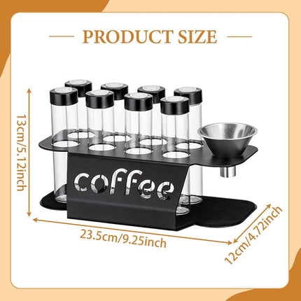 Coffee Bean Storage Containers - 8-pack Glass Jars for Storing Coffee Beans - Transparent Storage Containers, Reagent Racks, One-Way Valve - Portable Storage Jars.