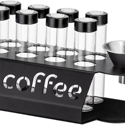 Coffee Bean Storage Containers - 8-pack Glass Jars for Storing Coffee Beans - Transparent Storage Containers, Reagent Racks, One-Way Valve - Portable Storage Jars.