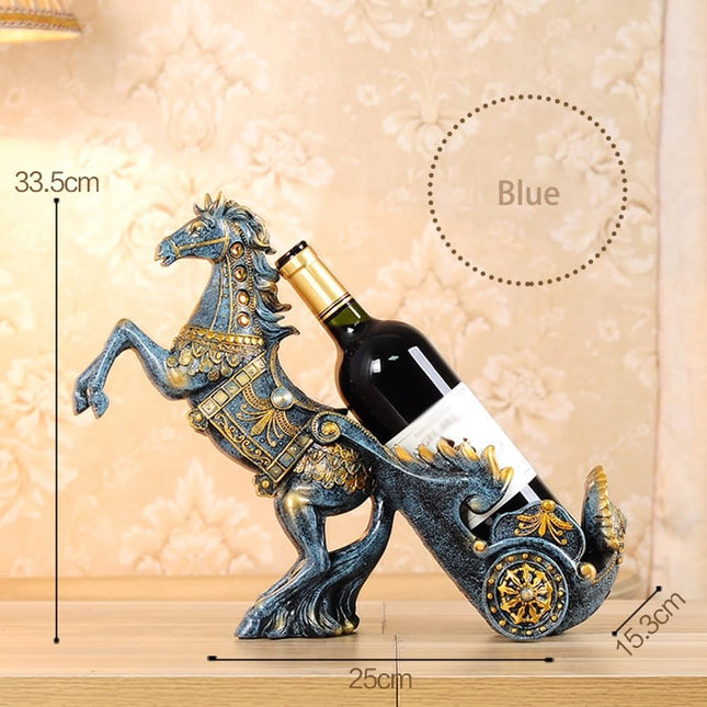 Wine rack standard - High table standard for wine accessories for one bottle - Wine rack in the shape of a resin horse - Kitchen decoration, Dining room decoration, Craftsmanship.