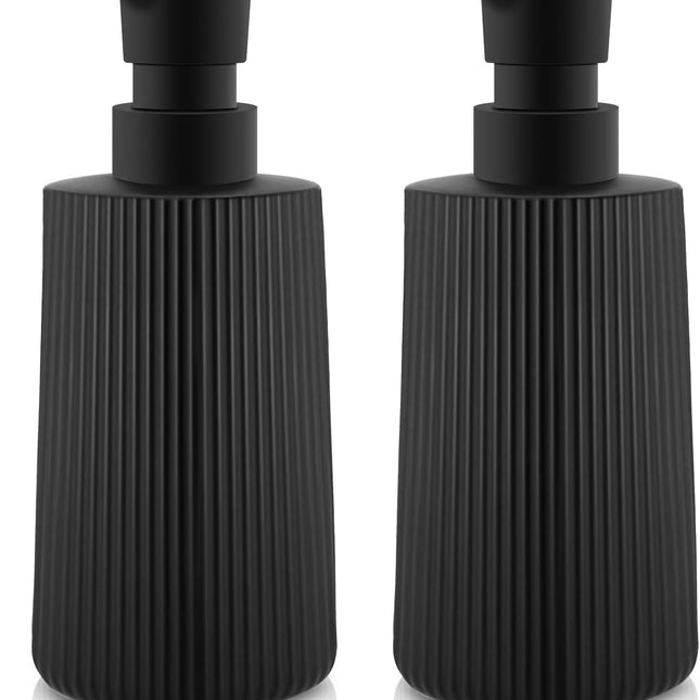 Soap Dispenser - Black Soap Dispenser for Detergent - Kitchen Soap Dispenser - With Press Dispenser - Suitable for Countertops - Bathroom and Kitchen (2 pieces - Black).