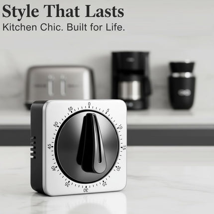 Kitchen Timer - Mechanical Egg Timer - Battery-Free - 100% Mechanical Kitchen Clock - Stainless Steel Housing - Kitchen Clock - Stopwatch - Countdown Reminder - Magnetic Kitchen Clock - Egg Timer (grey).