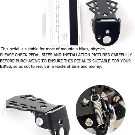 4-pack Mini Bike Rear Pedals - Foldable - Suitable for Mountain Bikes - Kids' Bikes - Rear Pedals - Metal Plates - Bike Pedal Accessories.