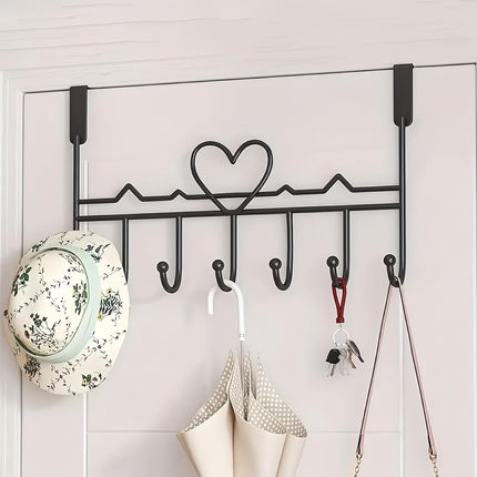 Overdoor Hooks - No-Drill Clothes and Hat Hangers - Door Hooks - Can hang jackets, towels, bags, bathrobes, etc. (2-pack - Black).