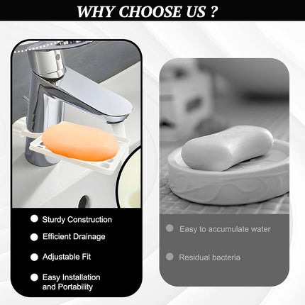 Set of two hangers, sponsor and sink organizer - drainage rack with clips - suitable for kitchens and bathrooms - reusable and removable - for holding soap and sponges - easy to install and adjust.