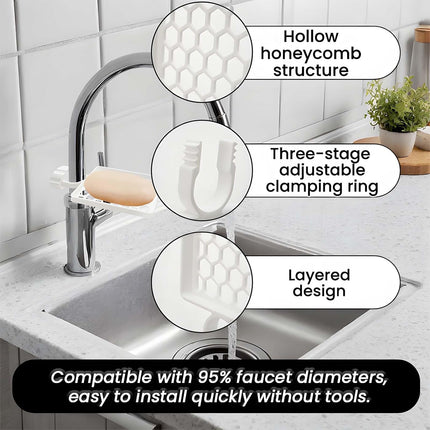 Set of two hangers, sponsor and sink organizer - drainage rack with clips - suitable for kitchens and bathrooms - reusable and removable - for holding soap and sponges - easy to install and adjust.