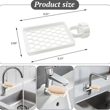 Set of two hangers, sponsor and sink organizer - drainage rack with clips - suitable for kitchens and bathrooms - reusable and removable - for holding soap and sponges - easy to install and adjust.
