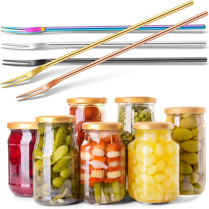 Vorken - 5 pieces - Augurkenvork - 8.66 inches - Long steel - Olive fork - 304 stainless steel - Augurkenprikker - Gripping tool - For making cocktails, desserts, fruit - 2 prongs - 5 colours.