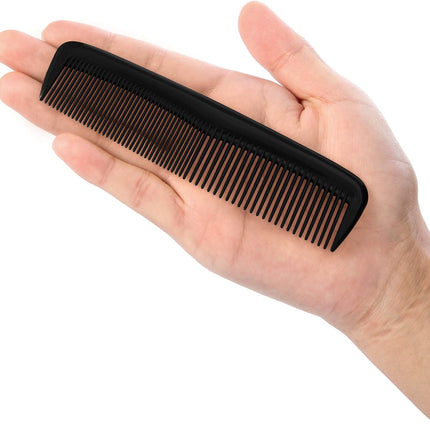 12-piece hair brush set - fine plastic hair brush in pocket size - unisex - fine comb (black).