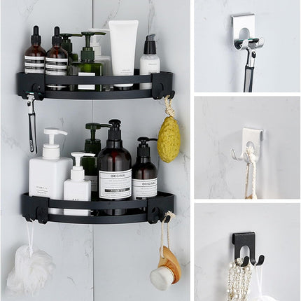 Suction hooks without drilling for hanging bath sponges, towels and razor holders for the bathroom, office, kitchen utensil holder, bathroom, kitchen knives - 4-pack - black..