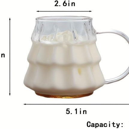Tree-shaped transparent glass coffee cup - Tree-patterned glass tea cup - Household juice cup - Milk cup with handle.