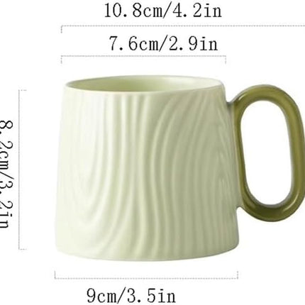 Ceramic mug for home - 8.4 oz plain coffee/tea mug - Dopamine Mood - Coffee mug for reading/studying (green).