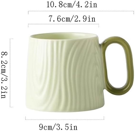Ceramic mug for home - 8.4 oz plain coffee/tea mug - Dopamine Mood - Coffee mug for reading/studying (green).