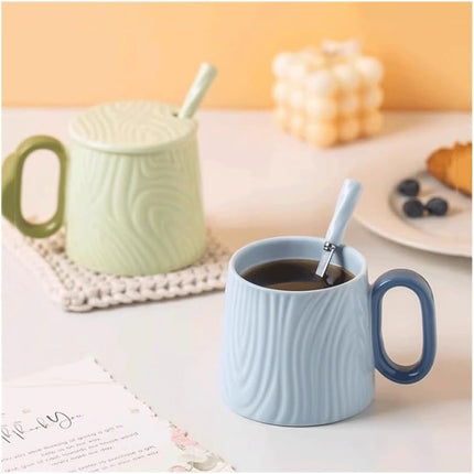Ceramic mug for home - 8.4 oz plain coffee/tea mug - Dopamine Mood - Coffee mug for reading/studying (green).