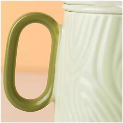 Ceramic mug for home - 8.4 oz plain coffee/tea mug - Dopamine Mood - Coffee mug for reading/studying (green).