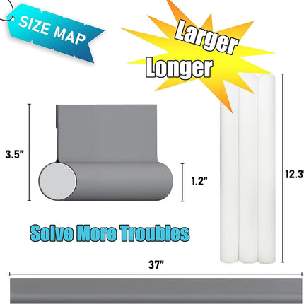 Door stopper, draft excluder, draft strip, 37 inch, cuttable, draft seal, insulator, sound insulation, heat insulation, insulation, insect repellent, suitable for indoor and outdoor doors, 1 pack, grey.