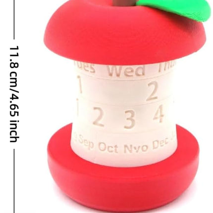 Calendar in the shape of an apple - Fun 3D-printed desk calendar - Rotatable display of date/month/day of the week - Perfect as decoration for home offices and as a gift for students.
