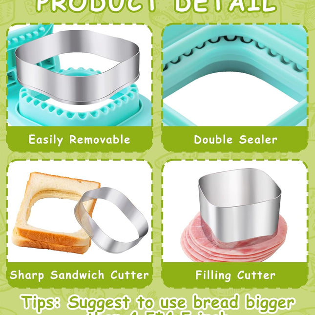 Sandwich Cutter/Sealer - Making Bread - DIY Bread - Square - Stainless Steel - Bread Cutter - Suitable for Kids - Boys & Girls - Lunch & Breakfast.