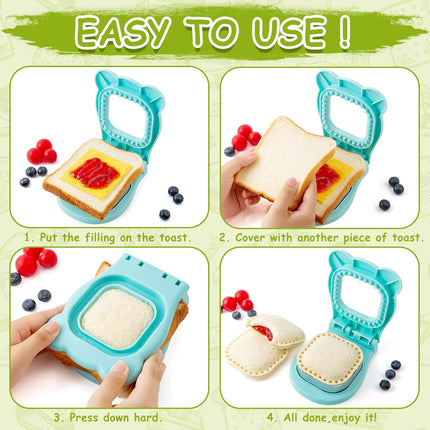 Sandwich Cutter/Sealer - Making Bread - DIY Bread - Square - Stainless Steel - Bread Cutter - Suitable for Kids - Boys & Girls - Lunch & Breakfast.