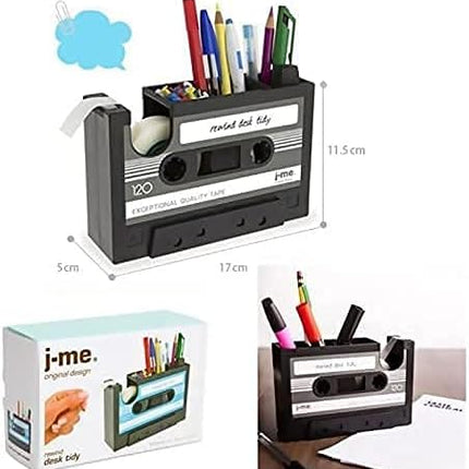 Retro Cassette Tape Pencil Holder - Multifunctional Pencil Holder - Creative Desk Organizer - Pencil Holder with Tape Holder.