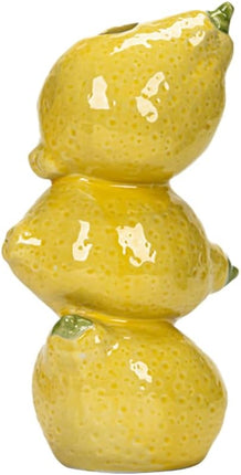 Citroenkeramiek vase - Unique fruit-shaped vase - 3D lemon design - Creative fruit and flower arrangement - Suitable for home and kitchen decor - Yellow.