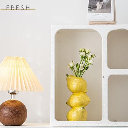 Citroenkeramiek vase - Unique fruit-shaped vase - 3D lemon design - Creative fruit and flower arrangement - Suitable for home and kitchen decor - Yellow.