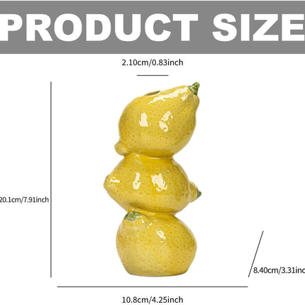 Citroenkeramiek vase - Unique fruit-shaped vase - 3D lemon design - Creative fruit and flower arrangement - Suitable for home and kitchen decor - Yellow.